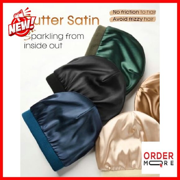 Winter Satin-Lined Beanie Unisex Knit Slouchy Hat Warm main image 4